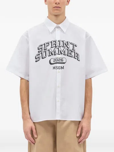 Msgm Graphic Shirt In White