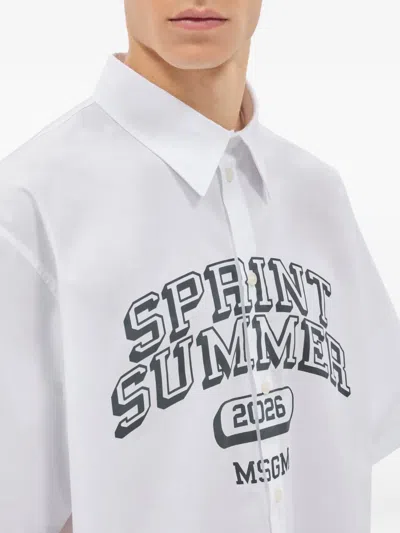 Msgm Graphic Shirt In White