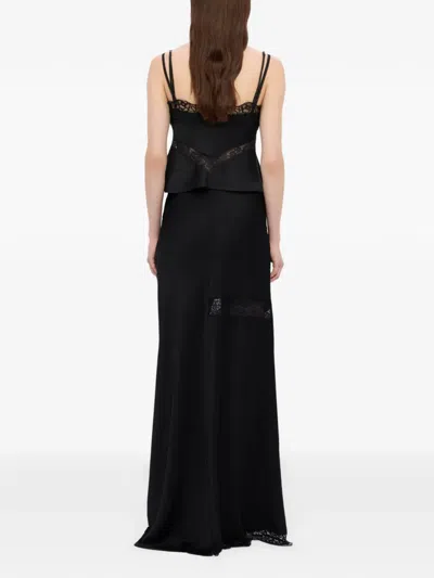 Msgm Lace Panel Maxi Skirt In Black