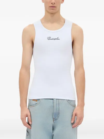 Msgm Ribbed Tank Top In White