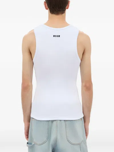 Msgm Ribbed Tank Top In White
