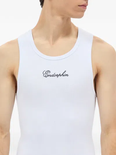 Msgm Ribbed Tank Top In White