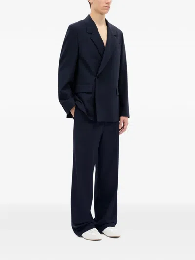 Msgm Notched-lapel Single-breasted Blazer In Blue