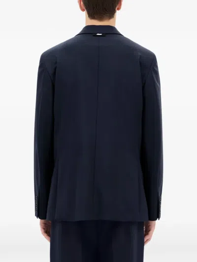 Msgm Notched-lapel Single-breasted Blazer In Blue