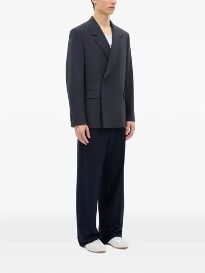 Msgm Belt-loop Wide-leg Trousers In Blue