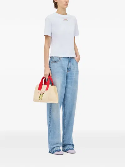 Msgm Micro Logo-detail Tote Bag In Neutral