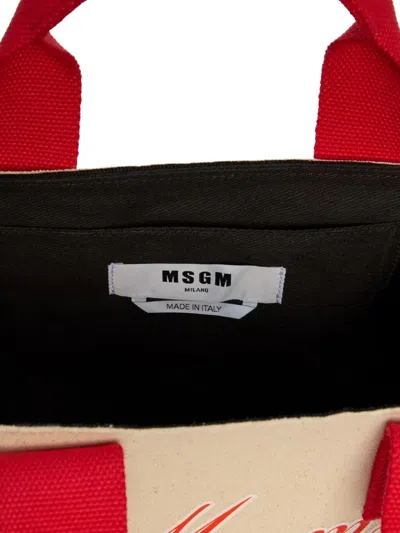 Msgm Micro Logo-detail Tote Bag In Neutral