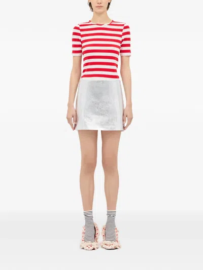 Msgm Striped Mini Skirt In Metallic