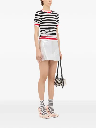 Msgm Striped Mini Skirt In Metallic
