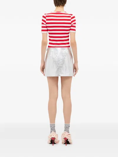 Msgm Striped Mini Skirt In Metallic