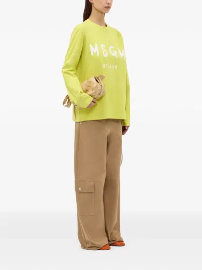 Msgm Long-sleeve Top In Yellow