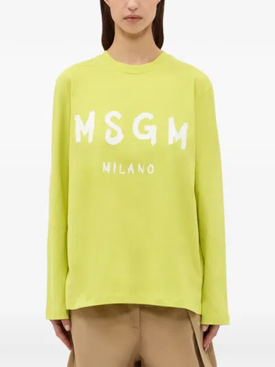 Msgm Long-sleeve Top In Yellow