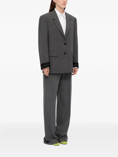 Msgm Single-breasted Blazer In Gray