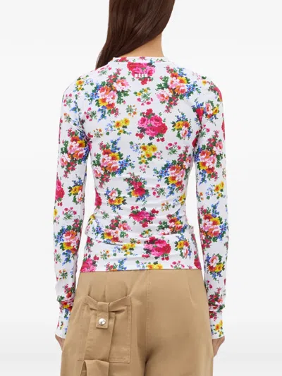 Msgm Floral-pattern T-shirt In Multi