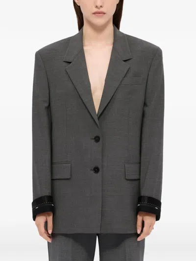 Msgm Single-breasted Blazer In Gray