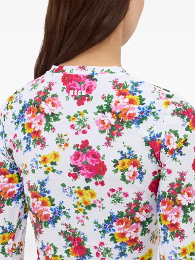 Msgm Floral-pattern T-shirt In Multi