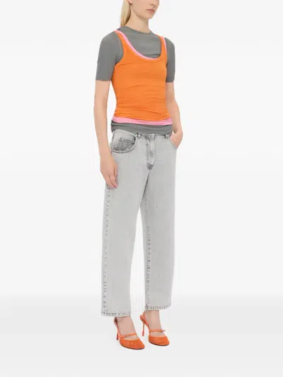 Msgm Crew-neck T-shirt In Gray