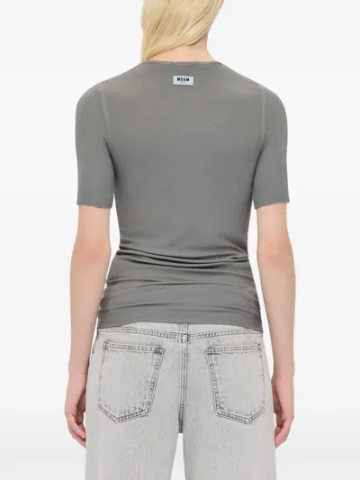 Msgm Crew-neck T-shirt In Gray