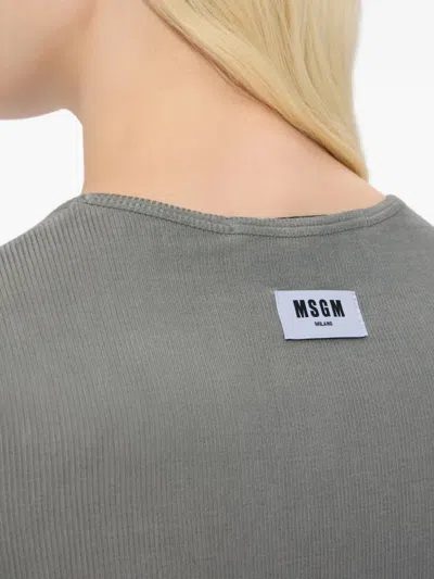 Msgm Crew-neck T-shirt In Gray