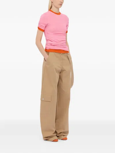Msgm Short-sleeve T-shirt In Orange