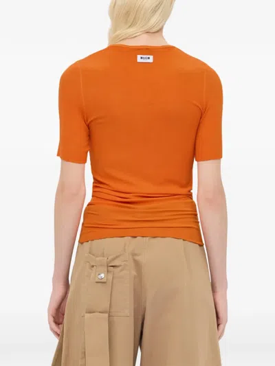 Msgm Short-sleeve T-shirt In Orange
