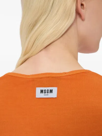 Msgm Short-sleeve T-shirt In Orange