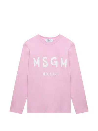 Msgm Knitwear With Raglan Sleeves And Ribbed Cuffs In Pink