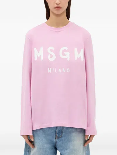 Msgm Knitwear With Raglan Sleeves And Ribbed Cuffs In Pink