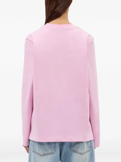 Msgm Knitwear With Raglan Sleeves And Ribbed Cuffs In Pink