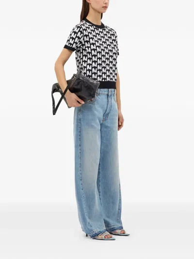 Msgm Patterned Short-sleeve T-shirt In Black