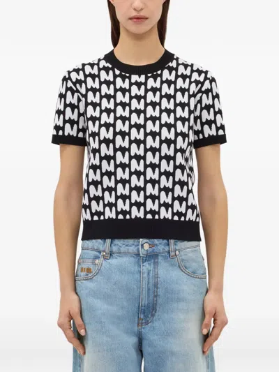 Msgm Patterned Short-sleeve T-shirt In Black