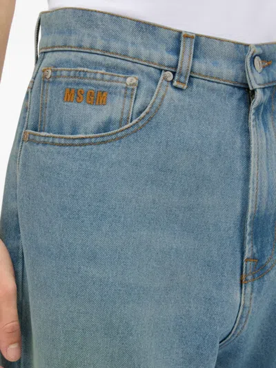 Msgm Logo-detail Jeans In Blue