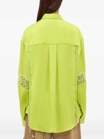 Msgm Lace Panel Shirt In Green