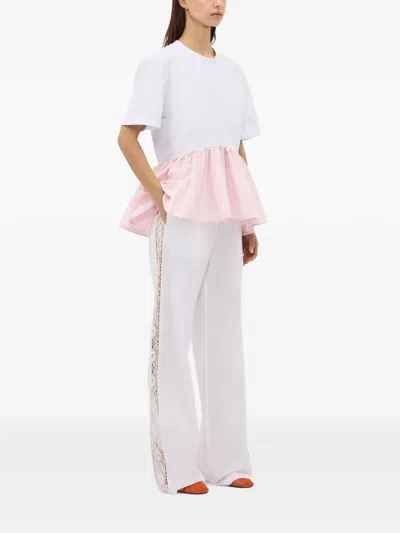 Msgm Ruffled T-shirt In White