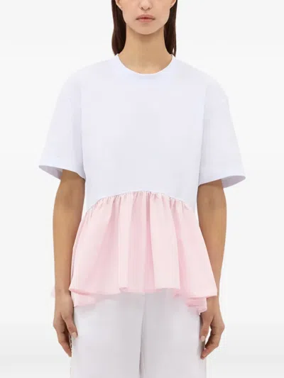 Msgm Ruffled T-shirt In White
