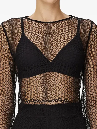 Mia Peculiar Openwork T-shirt In Black