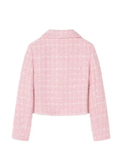 Versace Buttoned Tweed Jacket In Pink