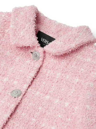 Versace Buttoned Tweed Jacket In Pink