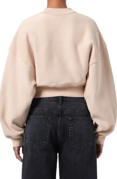 Agolde Kit Cotton Fleece Crop Sweatshirt In Neutral