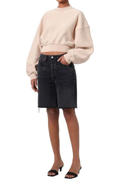 Agolde Kit Cotton Fleece Crop Sweatshirt In Neutral