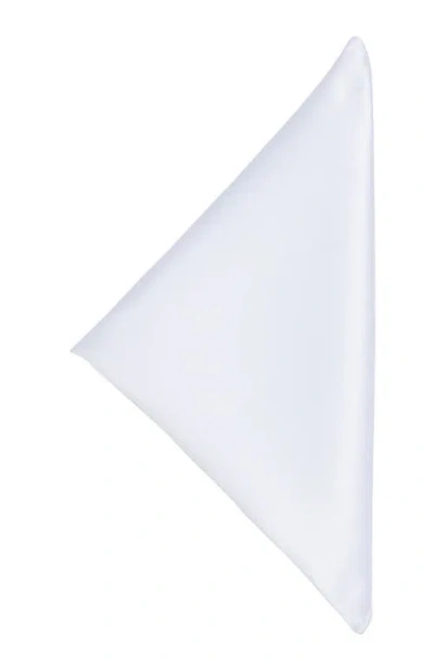 Construct Solid Satin Pocket Square In White