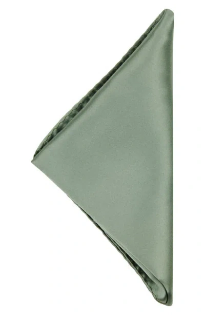 Construct Solid Satin Pocket Square In Green