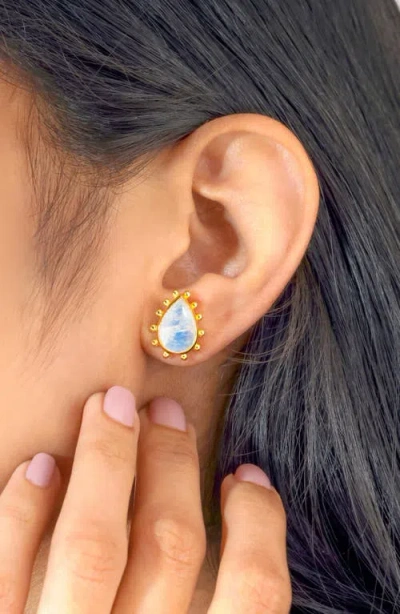 Ys Gems Pear Stud Earrings In Multi