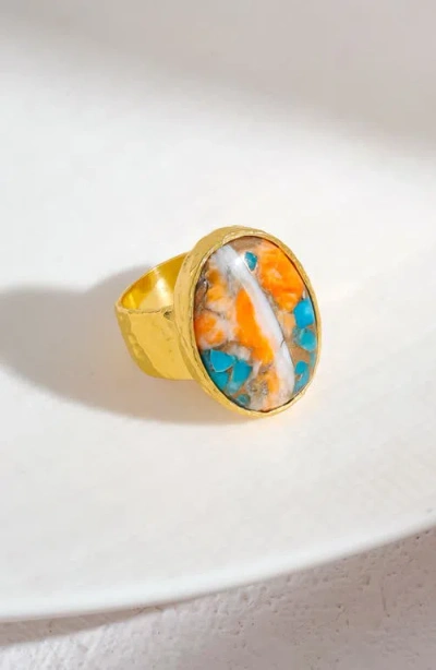 Ys Gems Oyster Turquoise Ring In Multi