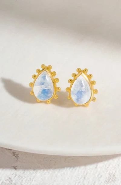 Ys Gems Pear Stud Earrings In Multi