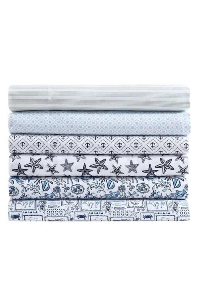 Nautica Beach Collage Cooling Microfiber Sheet Set In Blue