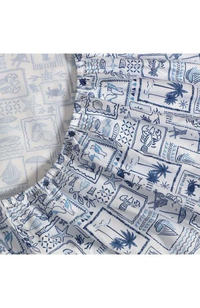 Nautica Beach Collage Cooling Microfiber Sheet Set In Blue