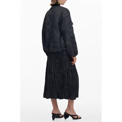 Desigual Embroidered Bomber Jacket In Black