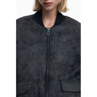 Desigual Embroidered Bomber Jacket In Black