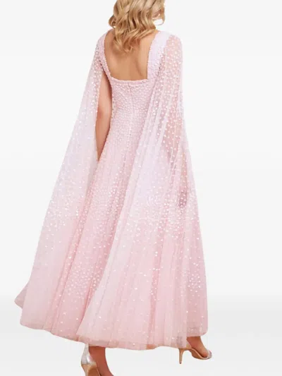 Needle & Thread Scatter Dot Cape Sleeve Ankle Gown In Pink